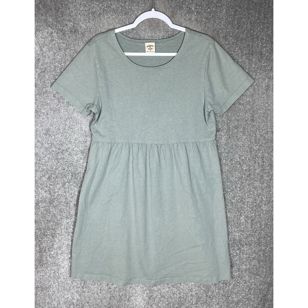 Vintage Varsity Sport Dress Womens Size Small Green Cotton Short Sleeve USA Made